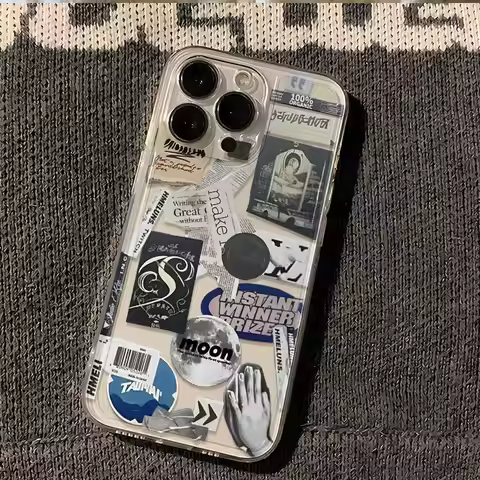 Trend Paper Cuttings Magazine Splicing Phone Case For IPhone 16 15 14 13 12 11 PROMAX XS XR 7 8 Plus