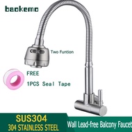 Baokemo 304 Stainless Steel Wall-mounted Flexible Faucet Kitchen Faucet Sigle Cold Water Tap