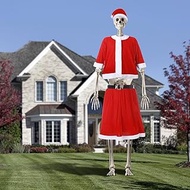 Coume 4 Pcs 12 ft Skeleton Santa Costume with Red Santa Hat for 12 ft Skeleton Christmas Holiday Gar