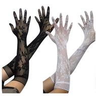 LTX-17 fishnet net long net wedding gloves black and white bridal gloves ecos