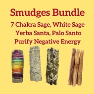 SI Smudge Sticks Bundle of 4, Purify Negative Energy, Gift Pack . White Sage, Palo Santo, 7 Chakra S