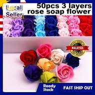 Rose Soap Flower 3 Layer With BASE BARE Soap Flower Rose Head Soap Flower Head Base Bunga Sabun
