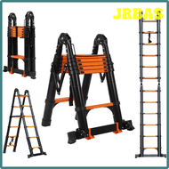 JRBAS 12.5FT Telescoping LadderTelescoping A Frame Ladder with Balance Bar and Movable WheelHousehol