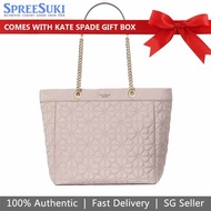 Kate Spade Handbag In Gift Box Spade Flower Quilted Nylon Xl Tote Cozy Grey # KK074
