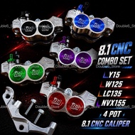( SET CALIPER + BRACKET ) CALIPER 81 CNC 8.1 CNC CALIPER LC135 Y15 NVX155 NVX 4 POT CALIPER PUMP 8.1