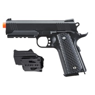 GoldenBall 240 FPS M1911 Airsoft Metal Steel Spring Airsoft Pistol w/Raill & Holster - Black