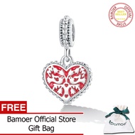 BAMOER จี้ห้อยคอโลหะผสมสังกะสีรูปหัวใจชีวิตต้นไม้ชาร์มสำหรับผู้หญิงสร้อยข้อมือสร้อยคอ DIY เครื่องประ