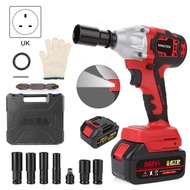 988VF Brushless Wrench Torque Cordless Electric Socket Wrench Drill Power Tools With LED Light and 2