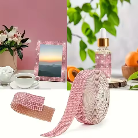 GREATLUCKY Rhinestone Ribbon 9Yards Self Adhesive Bling Sticker Tape for DIY Crafts Phone Car Decor 
