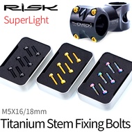 6pcs RISK M5*1618MM Titanium Bolt Stigma Head Bicycle Handle Stem Bolts Mountain Bike Ultralight Seat Clamps Screws Bike Part
