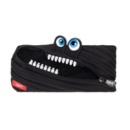 ZIPIT Cute Bemused Monster Pouch In Black Colour And White Zipper Teeth