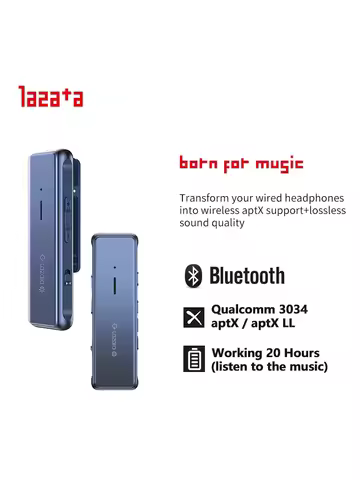 Lazata Bluetooth Receiver Audio Adapter with MIC 5.1 aptX LL 3.5mm AUX Wireless Headphone Game Music