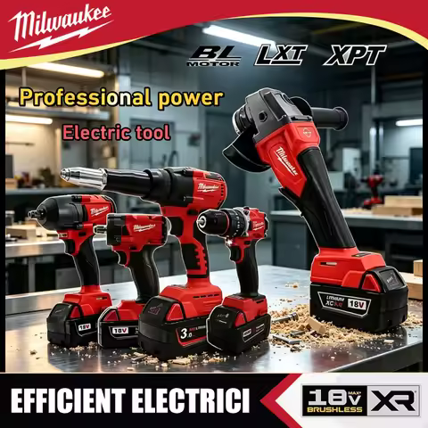 Milwaukee Brushless Power Tool Set, 18V Cordless Impact Drill, Angle Grinder, Circular Saw Combo For