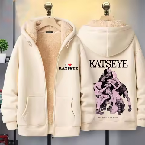 KATSEYE Women Men Zipper Hoodie Sweatshirt SOPHIA、LARA、YOONCHAE、MEGAN、DANIELA、MANON Winter Jacket Th