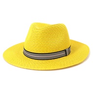Summer Wide Brim Straw Hat Travel Beach Sun Protection Hat Men Women Party British Outdoor Jazz Fedora Hat With Ribbon