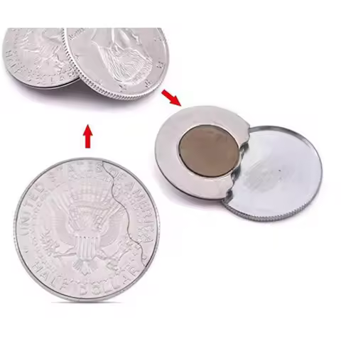 Magnetic Flipper Coin Butterfly Coin(USD half Dollar Copy) Magic Tricks Magician Accessories Close U