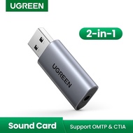 UGREEN USB to Audio Jack USB External Sound Card 3.5mm Audio Adapter 2 in 1 USB to 3.5mm TRRS Headph