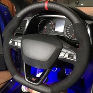DIY Artificial leather Suede Carbon Fiber Customized Hand-stitched Car Steering Wheel Cover For Seat