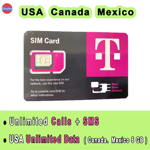 USA Unlimited Data & CALL & SMS（Canada，Mexico 5GB）USA Prepaid Sim Card ,5G/4G Unlimited Internet，Ame