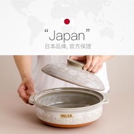 日本原裝進口萬古燒花三島大容量陶土沙镬日式家用多功能瓦煲湯鍋煮飯煲湯砂锅深鍋（深锅 0.9L 1-2人用）