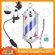 28cm Barber Shop Pole Rotating Lighting Red White Blue Stripe Light Stripes Sign Hair Wall Hanging LED Downlights