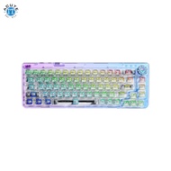 AULA F68  65% Transparent Wired & Wireless Hot-Swappable Mechanical Keyboard Purple Blue