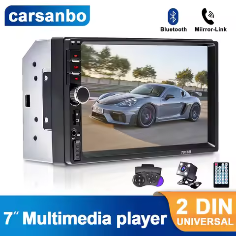 Carsanbo 7018B Car Radio 7 Inch 2Din FM Modulator Stereo Receiver Support RearView Camera Audio Play