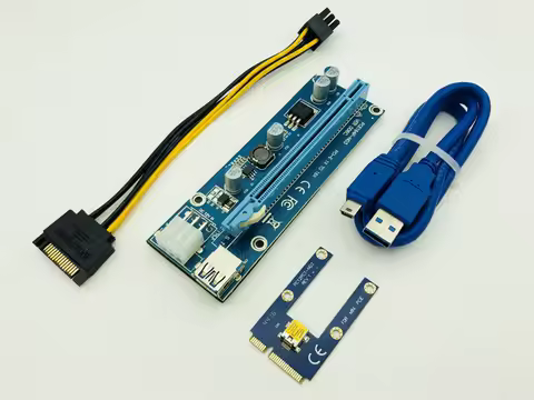 Mini PCIe PCI-E PCI Express Riser Card to PCIE Extender 16X SATA to 6Pin IDE Molex Power Cable for B