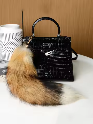 Giant Fox Tail Keychain Fluffy Fur Fox Tail Keychain Therian Tail Fox Tail Keychain Bag Charms Decor