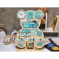 Bear Busy board PRINTED WITH OWN NAME - Woodness brand Busy board - Montessori Busy board - Wooden t