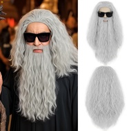 Long Gray Hobbit Wizard Wig Beard Set - Cosplay Costume for Theatrical Events