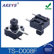 20pcs TS-D008F 6*6*7.3 Edge 3 pin light Touch microswitches Black headed squared tips side inserted 