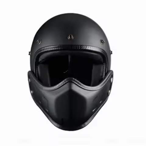 Matte Black DOT Motorcycle Helmet Retro Cafe Racer Vintage Motocross Open Kask Full Face Casco Modul