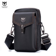 Túi Đeo Hông Bằng Da BULLCAPTAIN Crazy Horse Túi Đưa Thư Đeo Vai Điện Thoại Di Động 7 Inch Thời Tran