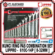 LIPPRO 610C-14P Wrench Ring Wrench SET 8-32MM 14PCS Wrench Combination Wrench Set Combination Spanne