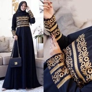 Abaya Turkey Bordir Putih Simple Daily Promo / Gamis Hitam Syar'I