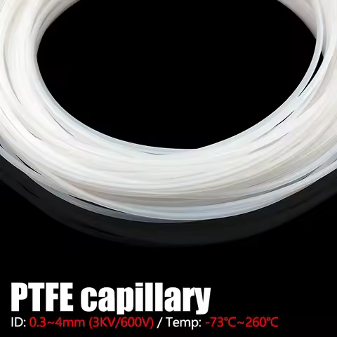 1/3/5M White PTFE Rigid Capillary Tube ID 0.3-4mm High Temp Corrosion Resistant Insulated Pipe for 3