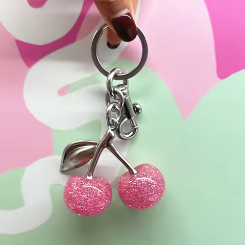 Bag Charm Cute Pink Cherry Pendant Decoration For Coach Handbag Shoulder Bags Women's Holiday Gifts 