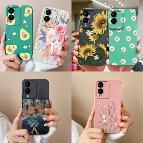 Case For Vivo Y17s Beautiful Flower Liquid Fashion Shockproof Non-slip Durable Bumper For Vivoy17s V