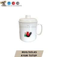 GLASS MUG (800ml) Plastic Rooster Cup Drinking Water Container SET WITH LID