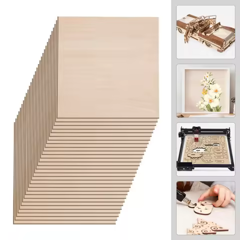 30PCS Board for Wood DIY Home Decor, Basswood Sheets, Rectangle Blank Wooden 3mm Thickness