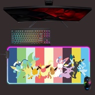 Pokemon led mouse mat, Eevee evolution rgb mouse pad, gaming mouse pad, desk mat, gift for gamer
