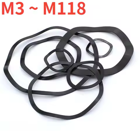 Wave Spring Washer 65Mn Carbon Steel Three Wave Crest M3 M4 M5 M6 M8 M10-M118 Black Wave Gasket Spri