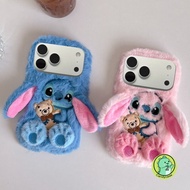 Cute Plush Stitch Phone Case For OnePlus 15 13 13R 13T 12 12R 11 11R 10 10R 10T 9 9T RT ACE 6 6T 5 U