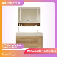 Rabdoge Bathroom Ceramic Wood Seamless Basin Cabinet With Smart LED Mirror Cabinet