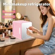 New Mini Skincare Fridge LED Makeup Mirror Portable Cosmetic Refrigerator Car Home Small Cooling Fri