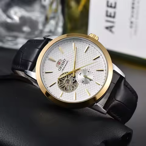 DFDG Orient Mechanical Skeleton Watch: Full-Featured, World Time, Minimalist Design