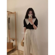 Solid shirt with white lace collar 80055 IMISS