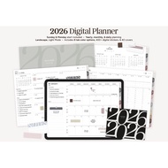 2026 Digital Planner, Landscape Hyperlinked iPad Planner, Goodnotes Planner, Notability Planner,Mini