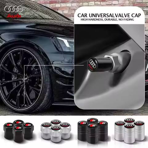 4Pcs Car Styling 3D Aluminum Metal Car Wheel Tire Air Valve Caps Cover For Audi A3 A4 b6 b8 b7 A6 A8